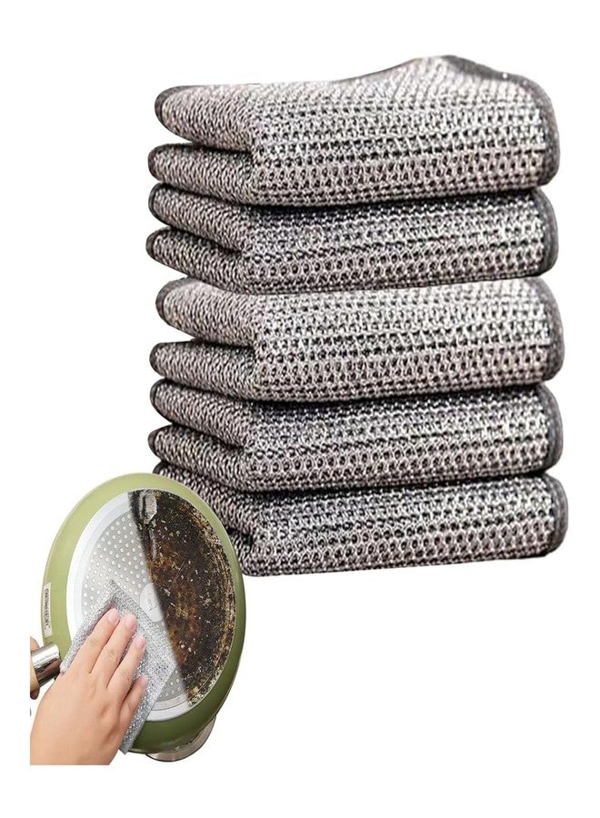 ZEVON® Pack of 5 Multipurpose Non-Scratch Wire Dishwashing Rags, Metal Mesh Cleaning Cloth for Kitchen and Balcony, Reusable Rag, Wet and Dry Use - Essential Cleaning Pack, 2024 Latest Kitchen Gadgets - Image 2